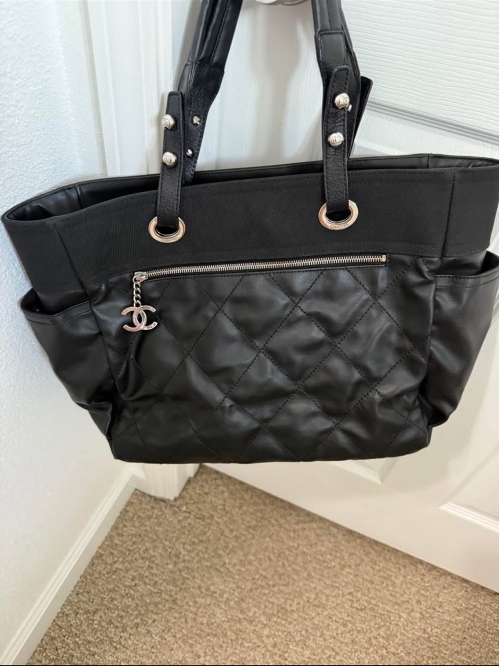 Chanel Large Beautiful Black Quilted Biarritz GM Tote Bag - Picture 2 of 13